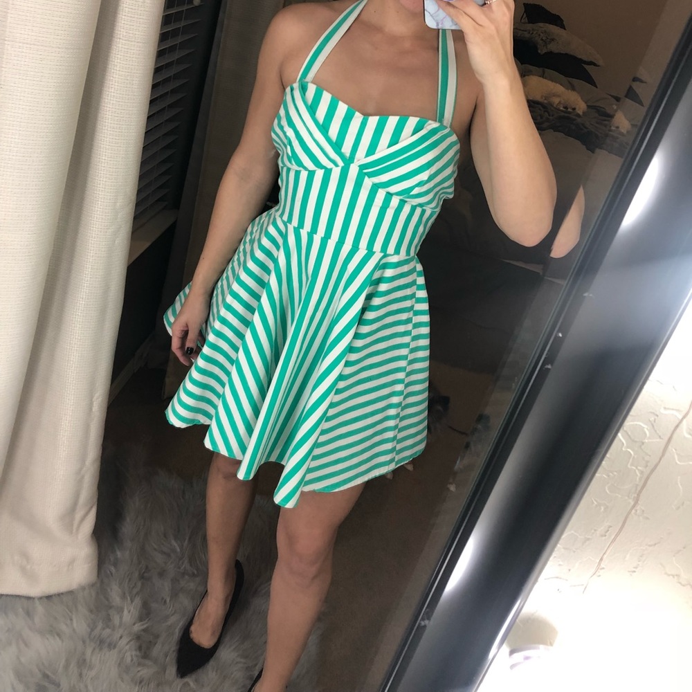 Stripped halter dress